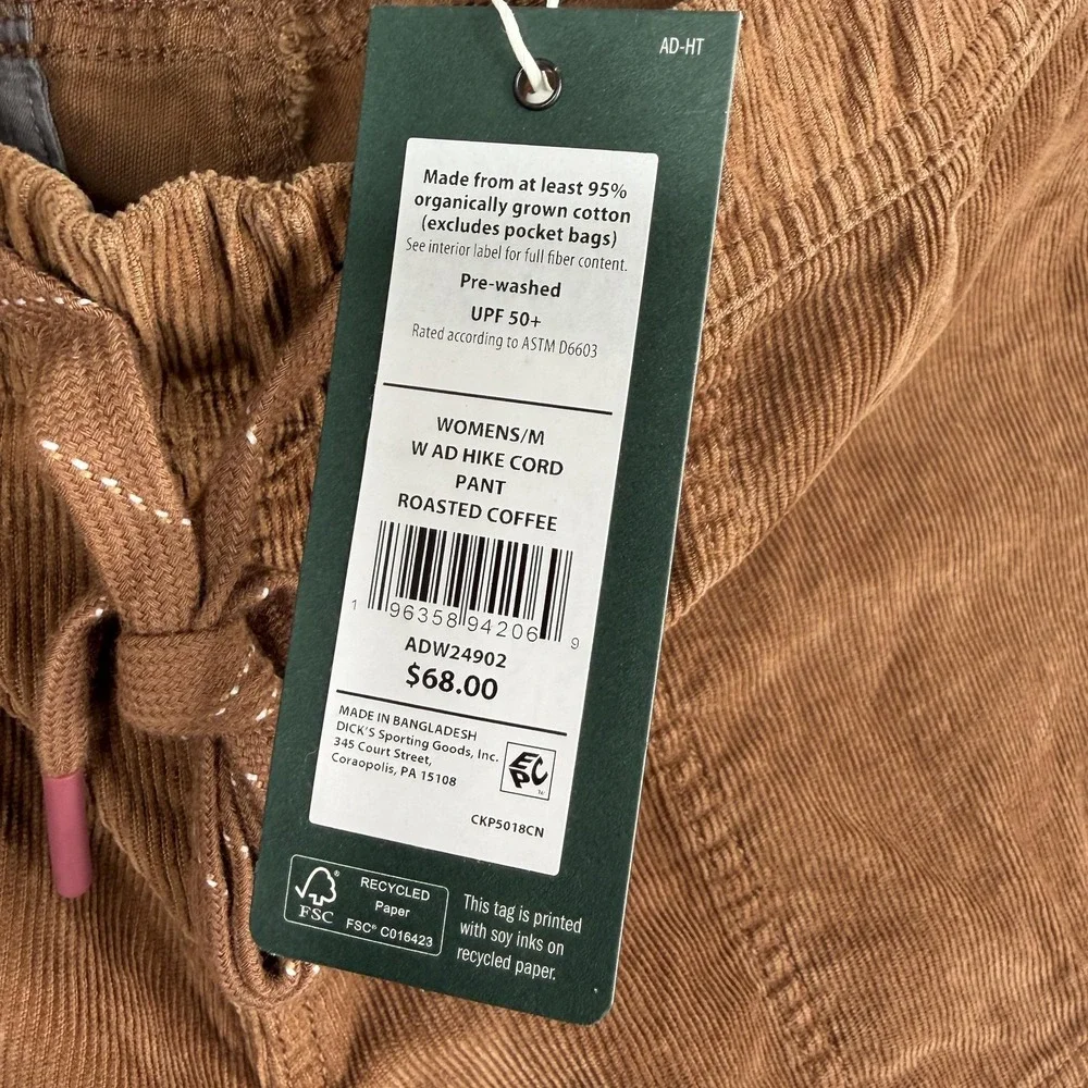 Alpine Design Pants Womens Medium Brown AD Hiking Corduroy Drawstring Outdoor